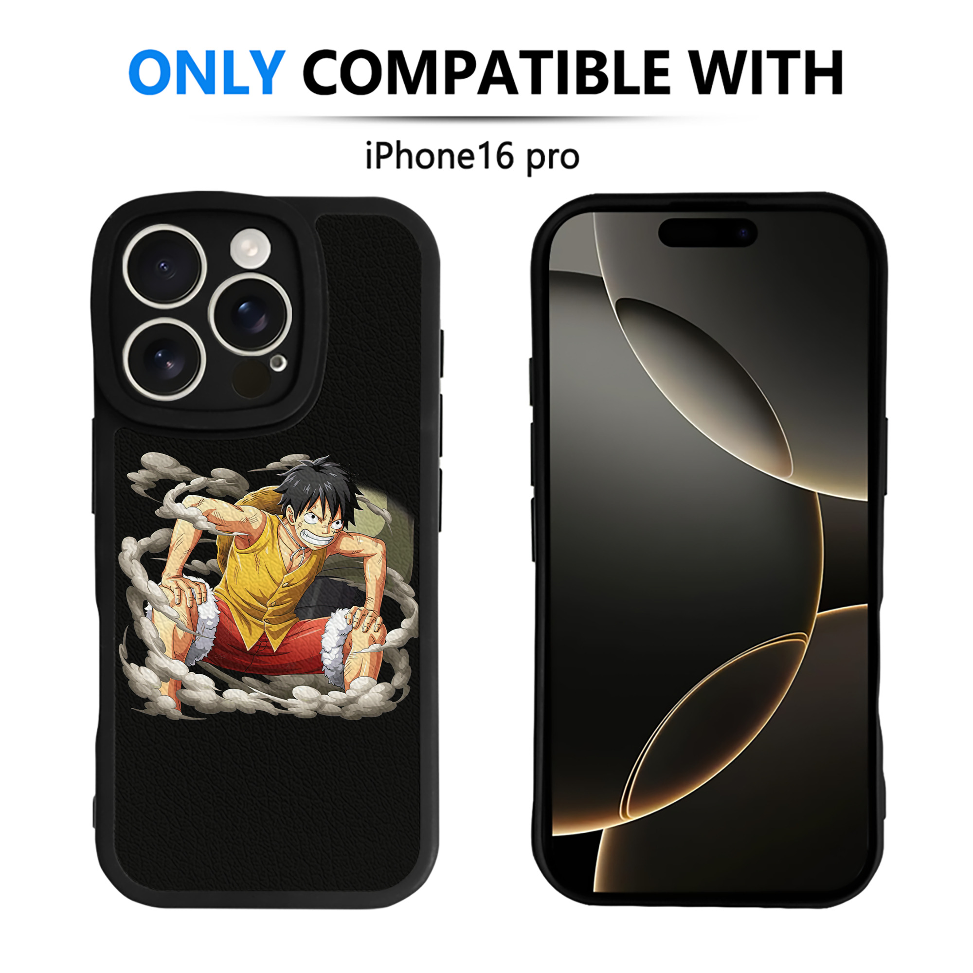 （画像用） ワンピース モンキー・D・ルフィ ONE PIECE Monkey D. Luffy 【iPhone 16シリーズ対応】シリコンスマホケース（レザー調） 材質：シリコン